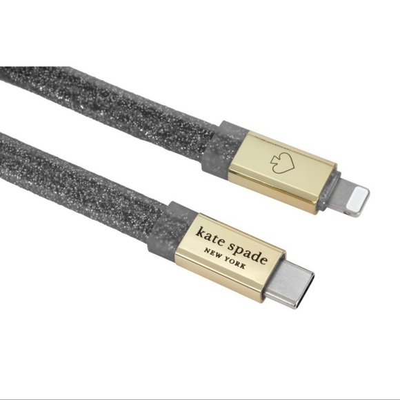 Kate Spade Black/Gold Lightening USB-C Jelly Cable - Picture 2 of 8